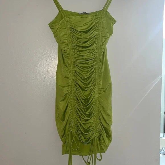 fitted lace wedding dress Nova Tie Back Dress in Lime | OMNES | Ethical & Affordable Clothing main image 0